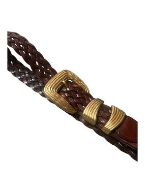 Doncaster Braided Leather Belt with Gold-Tone Buckle - Brown